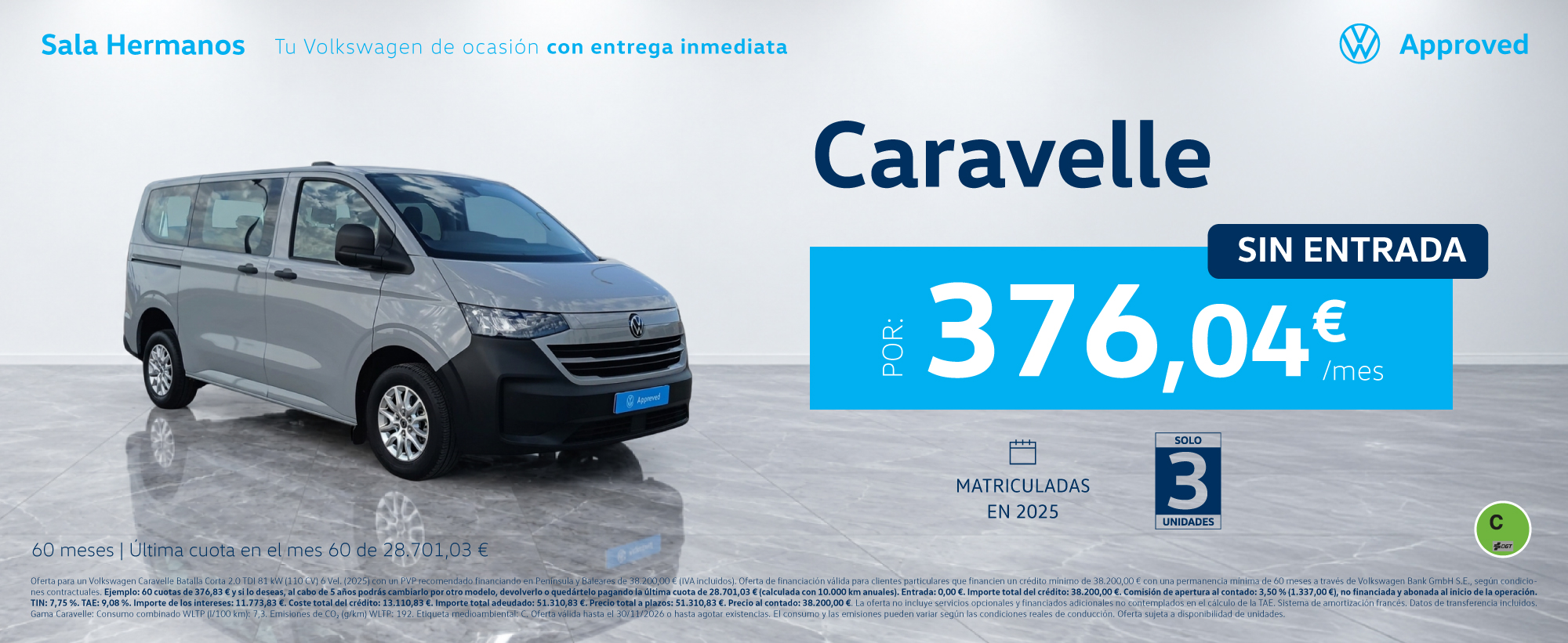 Volkswagen Caravelle 376€/mes* ¡Sin Entrada! 